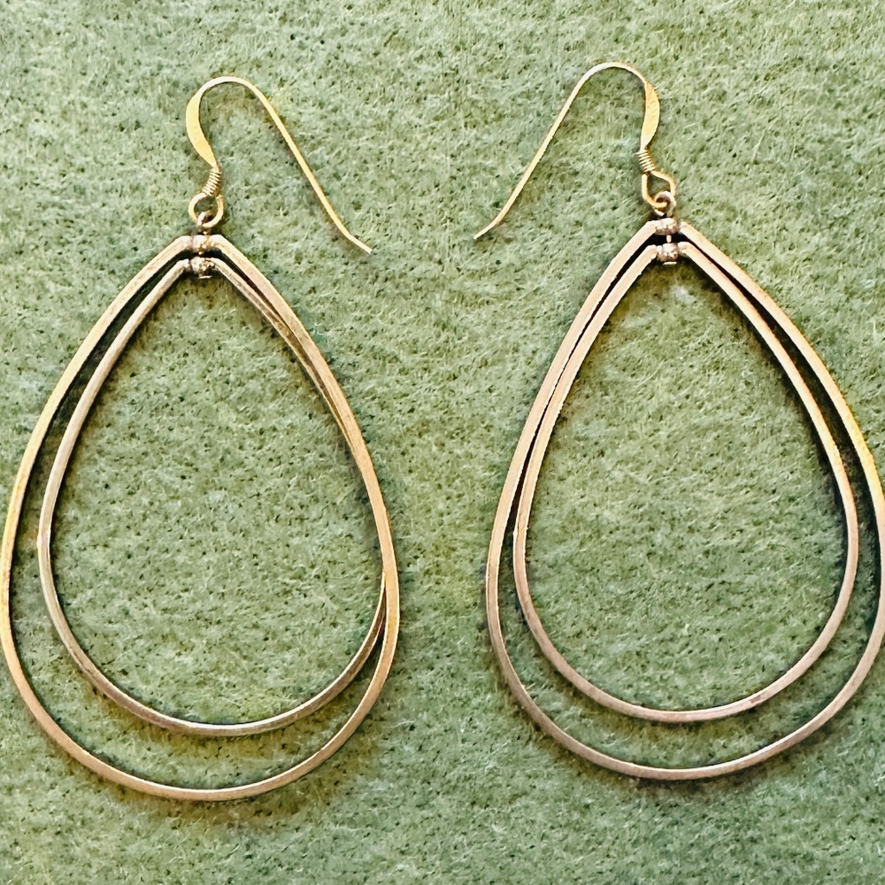 Gold Tear Drop Hoop Earrings